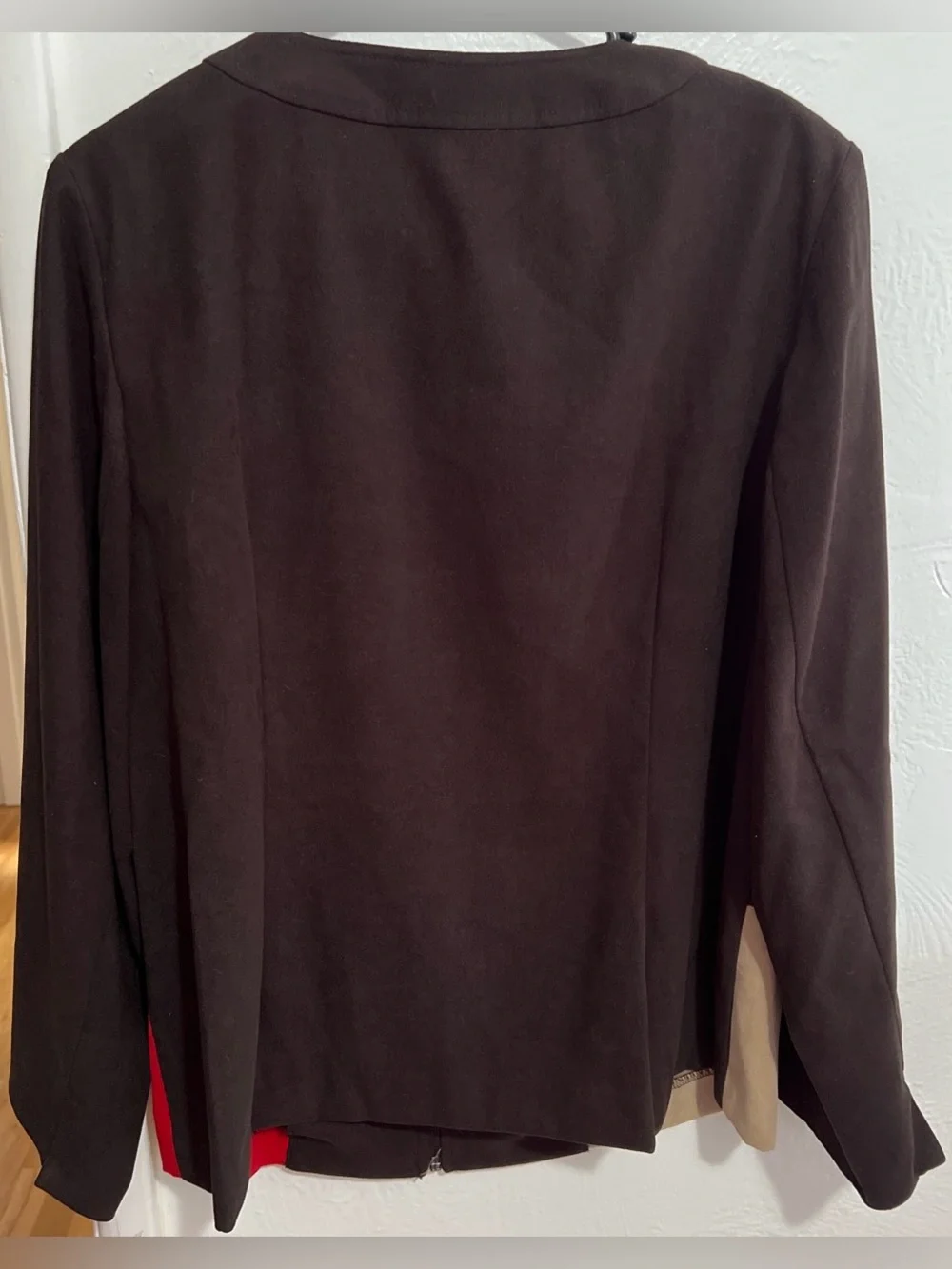 NWT JM Collection Black, Red & Tan Colorblock Zip Jacket Size 16W